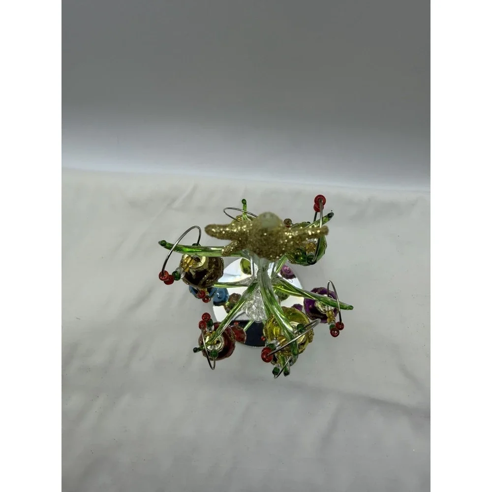 Gift Essentials Holiday Glass Tree with Beaded Glitter Ornament Wine Charms